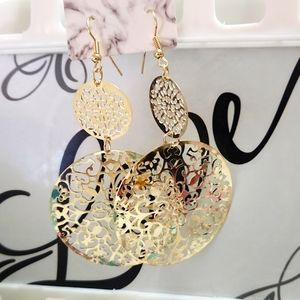 Gold lightweight long dangle earrings